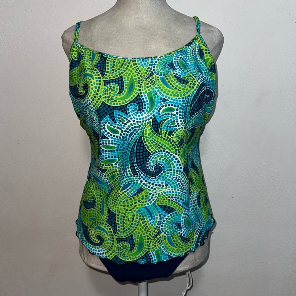 Vintage Cool tone Mosaic Print 2pc SwimSuit - Picture 2 of 7